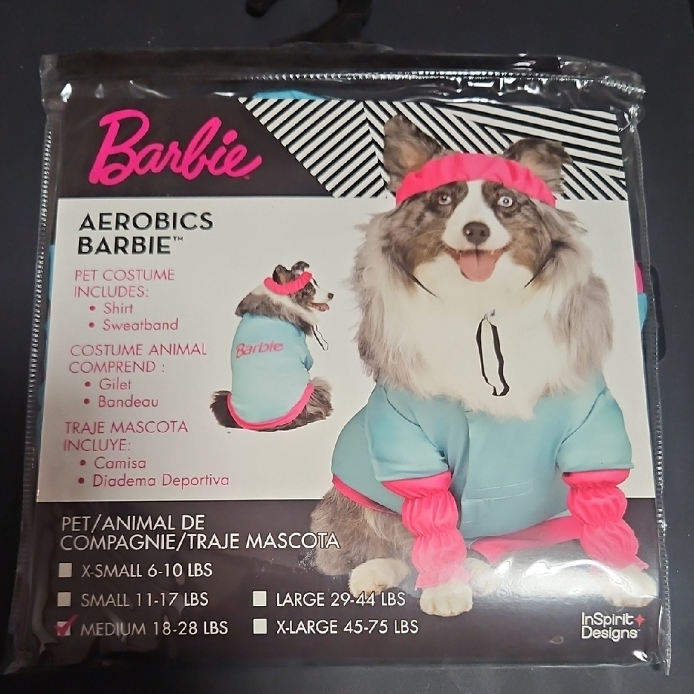 *HP* BARBIE AEROBICS BARBIE PET COSTUME: NEW WITH TAGS: SIZE MEDIUM (18-28 LBS)